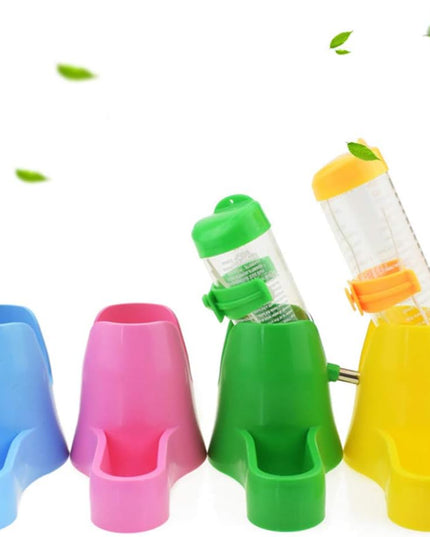 Hamster Water Bottle, Pet Dispenser for Cage with Base Hut Small Pet Nest Hamster Water Bottle Holder(Pink)