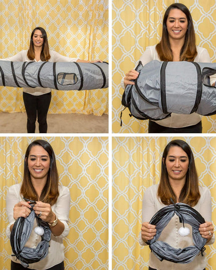 S Way Cat Tunnel Collapsible Pop-Up Pet Tube Hideaway Play Toy with Ball (S-Way, Grey)