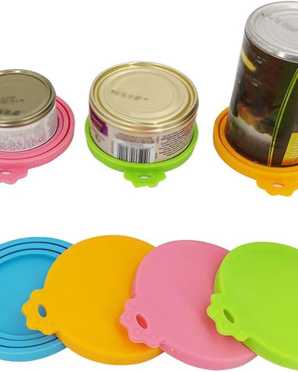 Food Can Lids, 4 Pcs Silicone Pet Food Can Covers for Dog & Cat Food, One Can Cap Fit Most Standard Size Dog Cat Food Canned（Multicolor）…