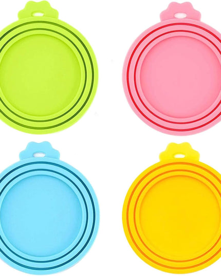 Food Can Lids, 4 Pcs Silicone Pet Food Can Covers for Dog & Cat Food, One Can Cap Fit Most Standard Size Dog Cat Food Canned（Multicolor）…