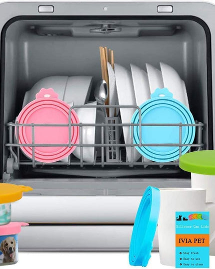 Food Can Lids, 4 Pcs Silicone Pet Food Can Covers for Dog & Cat Food, One Can Cap Fit Most Standard Size Dog Cat Food Canned（Multicolor）…