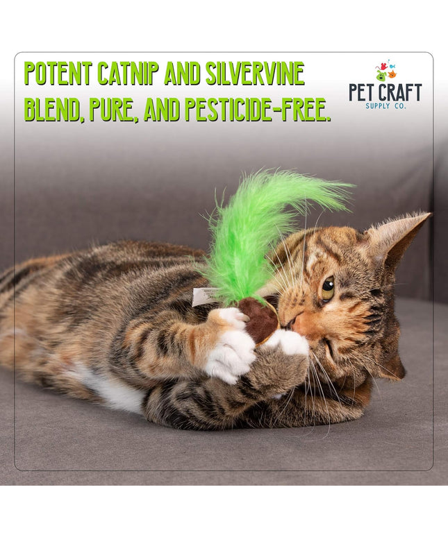 Silly Snacks and Funny Food Crinkle Cuddling Catnip and Silvervine Interactive Cat Toys - Great for Indoor Cats, Kittens or Medium Breeds