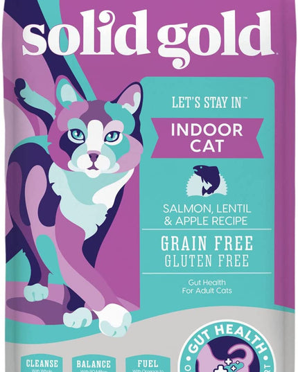 Indoor Dry Cat Food - Let'S Stay in Cat Food Dry Kibble for Indoor Cats - Hairball & Sensitive Stomach - Grain & Gluten Free - Probiotics & Fiber for Digestive Health - Salmon - 12Lb