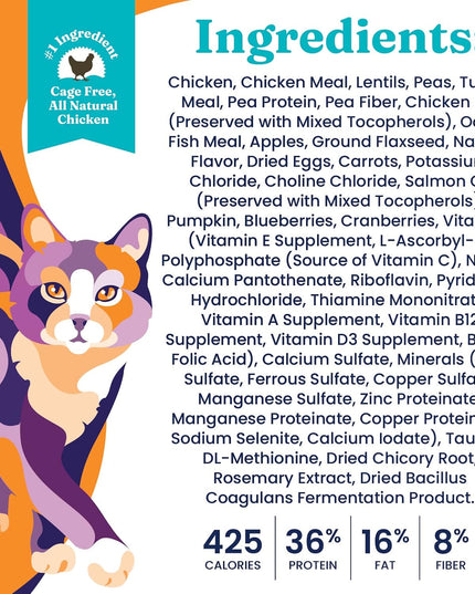 Indoor Dry Cat Food - Let'S Stay in Cat Food Dry Kibble for Indoor Cats - Hairball & Sensitive Stomach - Grain & Gluten Free - Probiotics & Fiber for Digestive Health - Chicken - 12Lb