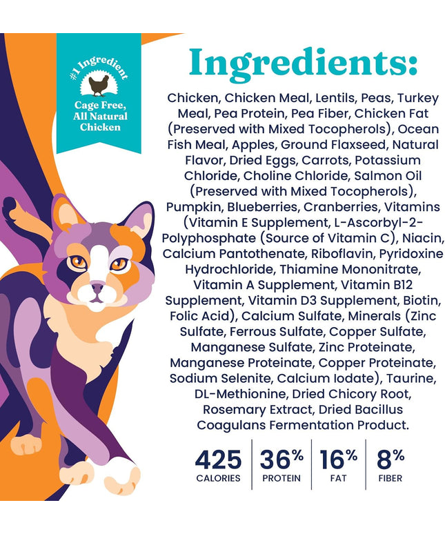 Indoor Dry Cat Food - Let'S Stay in Cat Food Dry Kibble for Indoor Cats - Hairball & Sensitive Stomach - Grain & Gluten Free - Probiotics & Fiber for Digestive Health - Chicken - 12Lb