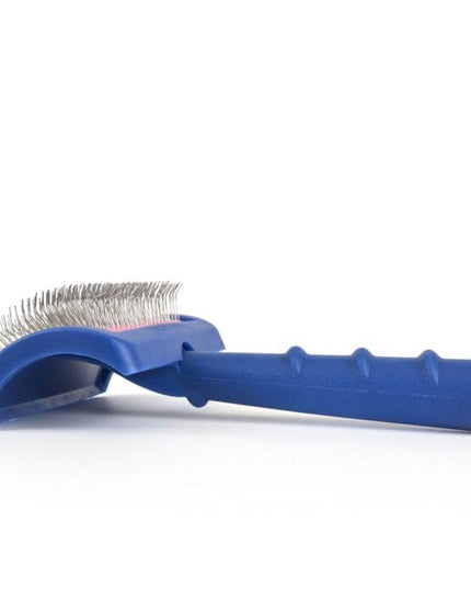 Tuffer than Tangles Slicker Brush for Dog Grooming with Long, Regular Pins, Medium Size, Perfect for Doodle Breeds, Angled Pins for Dematting, Remove Undercoat, Comfort Grip Handle