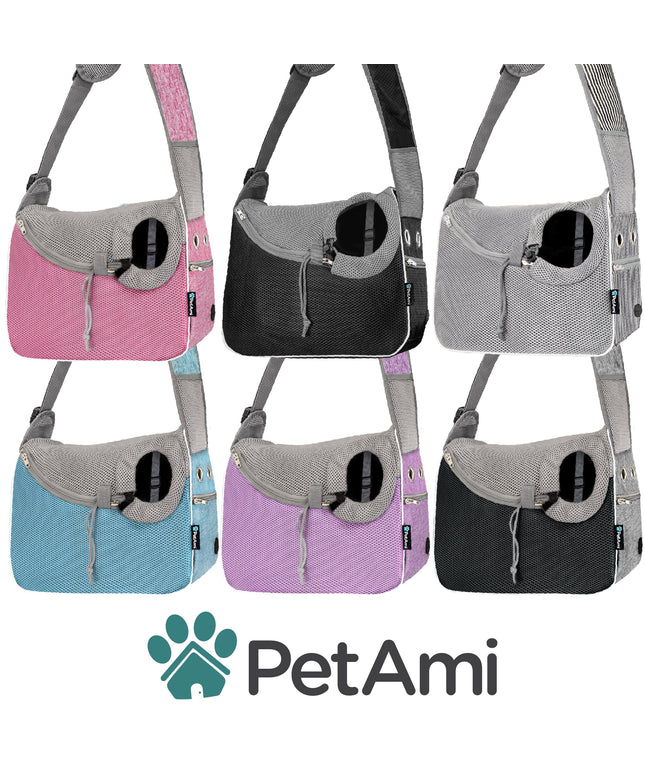 Small Dog Sling Carrier, Soft-Sided Crossbody Puppy Carrying Purse Bag, Adjustable Sling Pet Pouch to Wear Medium Dog Cat Travel, Dog Bag for Traveling, Breathable, Poop Bag Dispenser, Blue