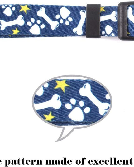 Adjustable Soft Dog Collar: Print Flower Pink Multicolor Cute Patterns for XS Small Medium Large Pet Girl Boy Puppy Walking Running Training (M, Bone)