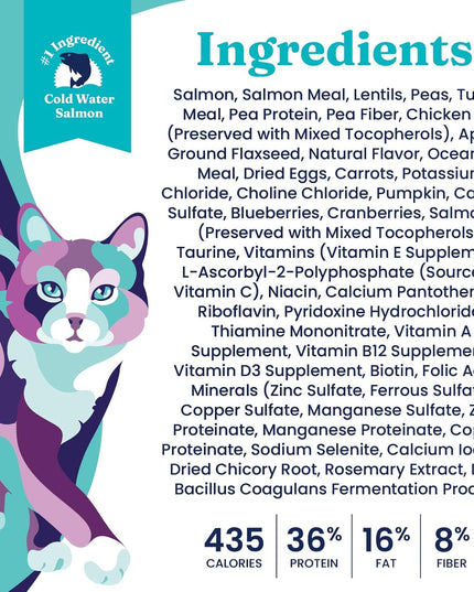 Indoor Dry Cat Food - Let'S Stay in Cat Food Dry Kibble for Indoor Cats - Hairball & Sensitive Stomach - Grain & Gluten Free - Probiotics & Fiber for Digestive Health - Salmon - 12Lb