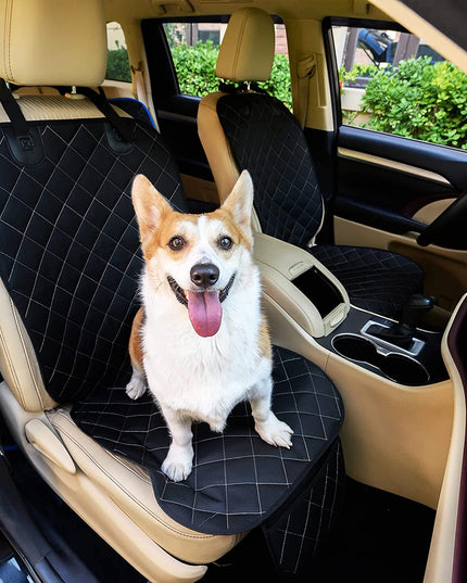 2Pcs Front Seat Covers, Front Dog Car Seat Cover, Durable Pet Car Seat Protectors with Anti-Slip Backing for Car SUV (Black)