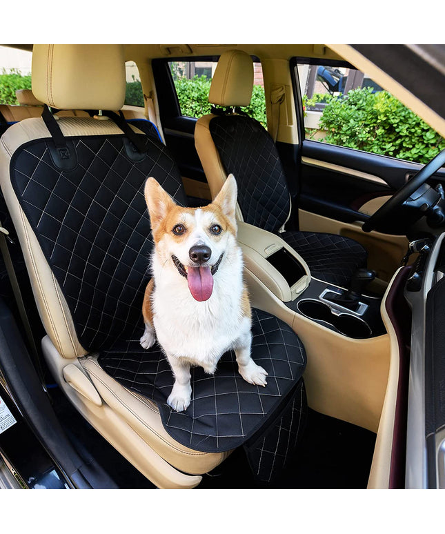2Pcs Front Seat Covers, Front Dog Car Seat Cover, Durable Pet Car Seat Protectors with Anti-Slip Backing for Car SUV (Black)