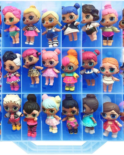Blue Double Sided Storage Container, No BPA, Organizer Case, 48 Compartments, Compatible with Dolls LOL Lils, Pets, Surprise Tiny Toys, Shopkins, Accessories, Beads, Crafts