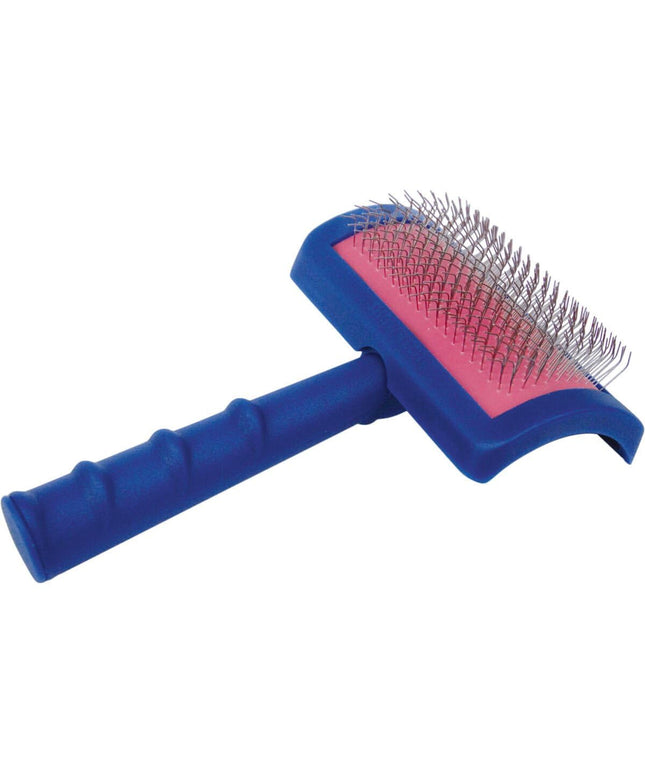 Tuffer than Tangles Slicker Brush for Dog Grooming with Long, Regular Pins, Medium Size, Perfect for Doodle Breeds, Angled Pins for Dematting, Remove Undercoat, Comfort Grip Handle