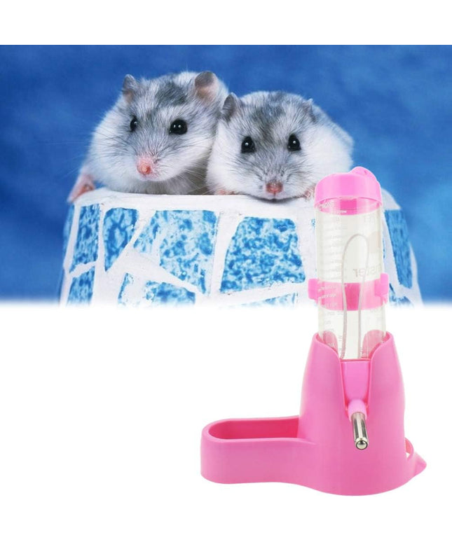 Hamster Water Bottle, Pet Dispenser for Cage with Base Hut Small Pet Nest Hamster Water Bottle Holder(Pink)