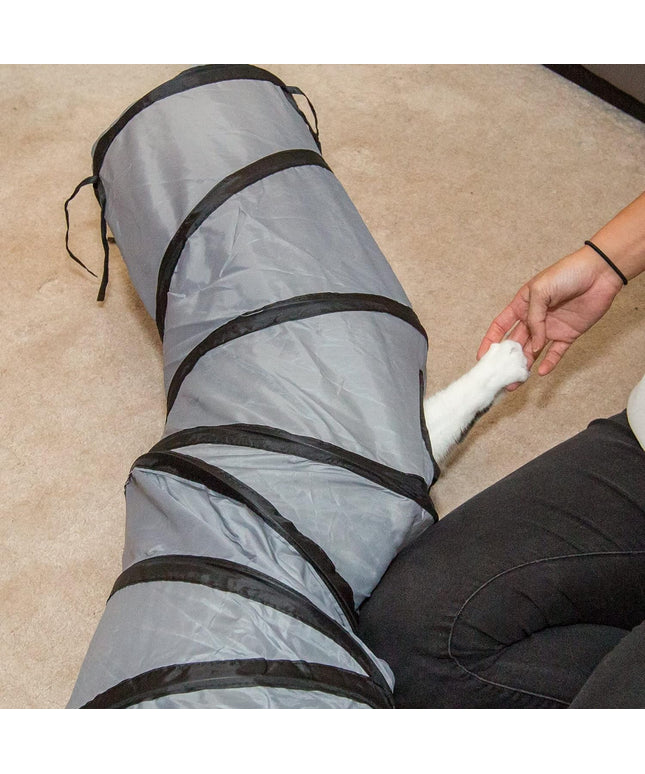 S Way Cat Tunnel Collapsible Pop-Up Pet Tube Hideaway Play Toy with Ball (S-Way, Grey)