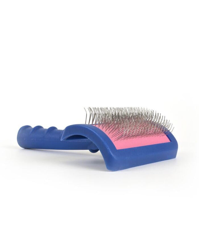 Tuffer than Tangles Slicker Brush for Dog Grooming with Long, Regular Pins, Medium Size, Perfect for Doodle Breeds, Angled Pins for Dematting, Remove Undercoat, Comfort Grip Handle