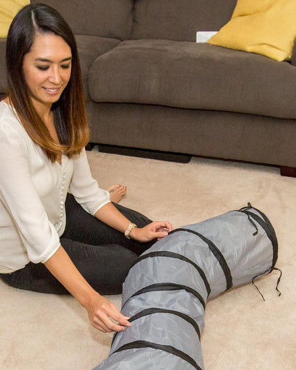 S Way Cat Tunnel Collapsible Pop-Up Pet Tube Hideaway Play Toy with Ball (S-Way, Grey)