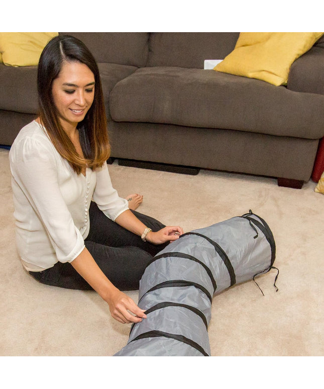 S Way Cat Tunnel Collapsible Pop-Up Pet Tube Hideaway Play Toy with Ball (S-Way, Grey)