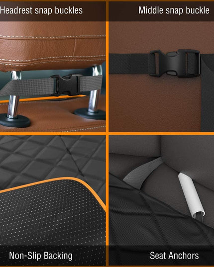 Dog Car Seat Cover, Waterproof Front Seat Protector for SUV Truck Sedan, Pet Safety Travel Comfort System with Universal Fit, Orange
