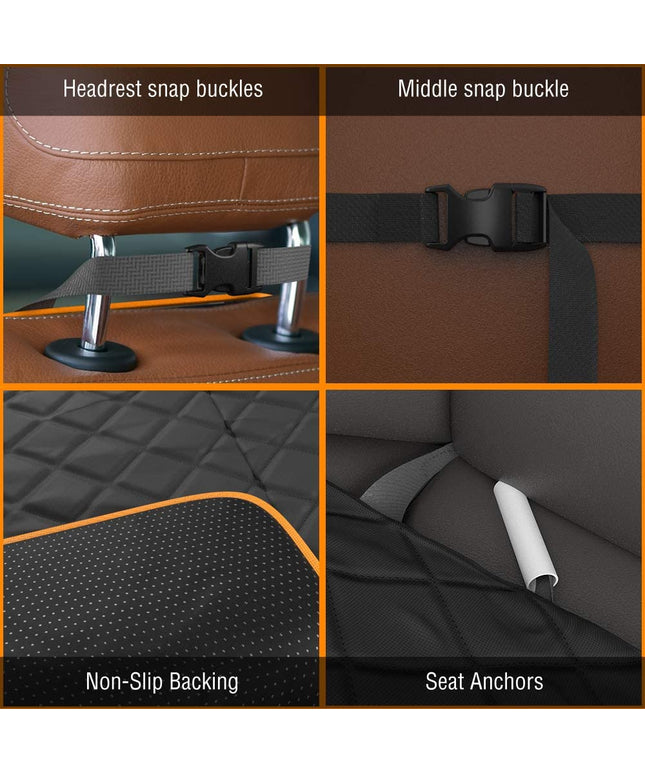 Dog Car Seat Cover, Waterproof Front Seat Protector for SUV Truck Sedan, Pet Safety Travel Comfort System with Universal Fit, Orange