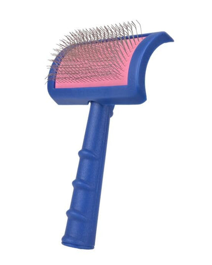 Tuffer than Tangles Slicker Brush for Dog Grooming with Long, Regular Pins, Medium Size, Perfect for Doodle Breeds, Angled Pins for Dematting, Remove Undercoat, Comfort Grip Handle