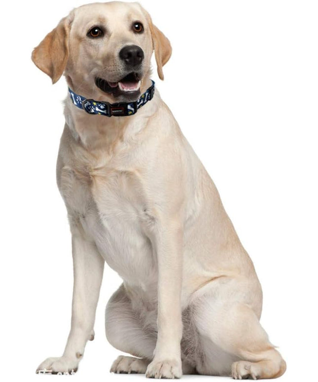 Adjustable Soft Dog Collar: Print Flower Pink Multicolor Cute Patterns for XS Small Medium Large Pet Girl Boy Puppy Walking Running Training (M, Bone)