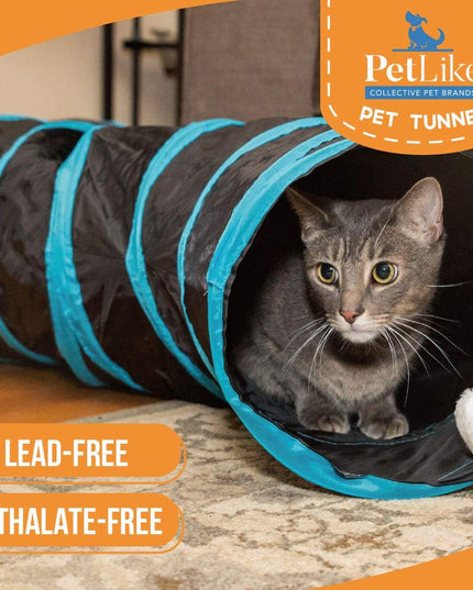S Way Cat Tunnel Collapsible Pop-Up Pet Tube Hideaway Play Toy with Ball (S-Way, Grey)