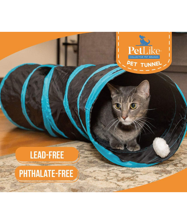 S Way Cat Tunnel Collapsible Pop-Up Pet Tube Hideaway Play Toy with Ball (S-Way, Grey)