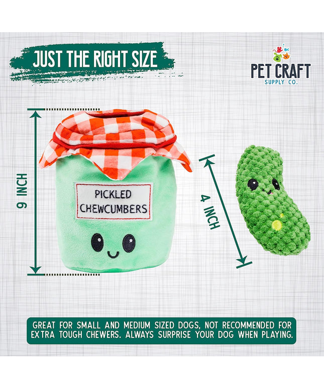 Hide and Seek Plush Dog Toys Crinkle Squeaky Interactive Burrow Activity Puzzle Chew Fetch Treat Hiding Brain Stimulating Cute Funny Toy Bundle Pack -Pickles, for Medium Breeds