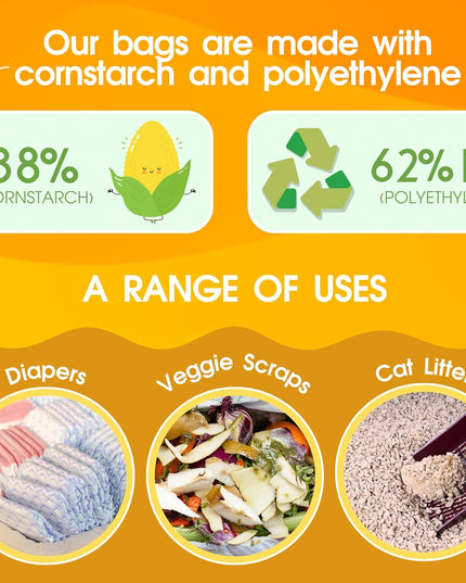 200 Counts Unscented Dog Poop Bags Rolls with Tie Handles, 38% Plant Based & 62% PE Poop Bags for Dogs, Extra-Thick Doggie Poo Bag, Pet Waste Bag