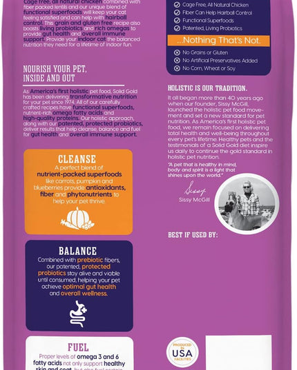 Indoor Dry Cat Food - Let'S Stay in Cat Food Dry Kibble for Indoor Cats - Hairball & Sensitive Stomach - Grain & Gluten Free - Probiotics & Fiber for Digestive Health - Chicken - 12Lb