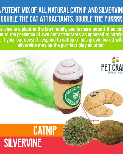 Silly Snacks and Funny Food Crinkle Cuddling Catnip and Silvervine Interactive Cat Toys - Great for Indoor Cats, Kittens or Medium Breeds