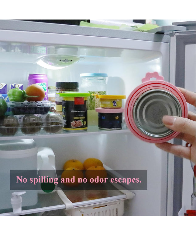 Food Can Lids, 4 Pcs Silicone Pet Food Can Covers for Dog & Cat Food, One Can Cap Fit Most Standard Size Dog Cat Food Canned（Multicolor）…