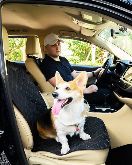 2Pcs Front Seat Covers, Front Dog Car Seat Cover, Durable Pet Car Seat Protectors with Anti-Slip Backing for Car SUV (Black)