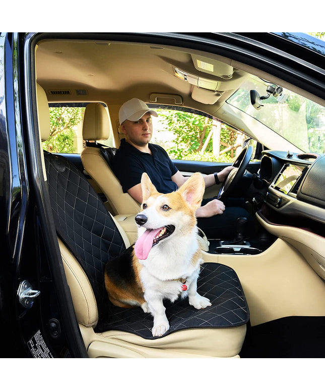 2Pcs Front Seat Covers, Front Dog Car Seat Cover, Durable Pet Car Seat Protectors with Anti-Slip Backing for Car SUV (Black)