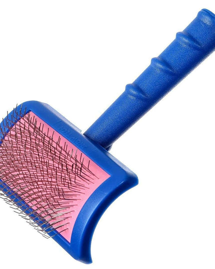 Tuffer than Tangles Slicker Brush for Dog Grooming with Long, Regular Pins, Medium Size, Perfect for Doodle Breeds, Angled Pins for Dematting, Remove Undercoat, Comfort Grip Handle