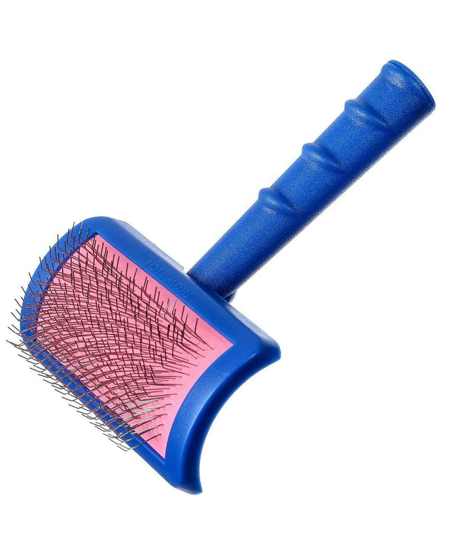 Tuffer than Tangles Slicker Brush for Dog Grooming with Long, Regular Pins, Medium Size, Perfect for Doodle Breeds, Angled Pins for Dematting, Remove Undercoat, Comfort Grip Handle