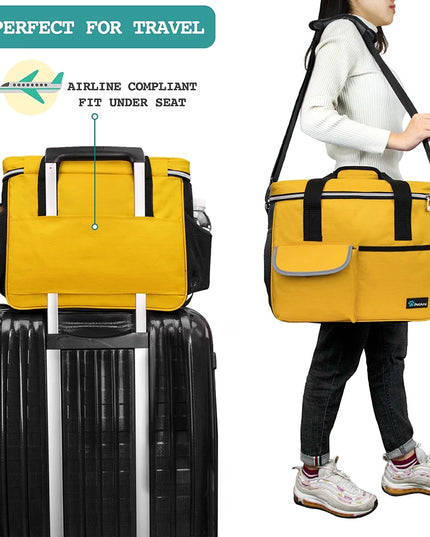 Medium Dog Travel Bag with Food Containers and Bowls, Yellow, 22 L Limit