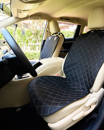 2Pcs Front Seat Covers, Front Dog Car Seat Cover, Durable Pet Car Seat Protectors with Anti-Slip Backing for Car SUV (Black)