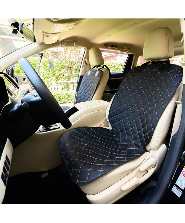 2Pcs Front Seat Covers, Front Dog Car Seat Cover, Durable Pet Car Seat Protectors with Anti-Slip Backing for Car SUV (Black)