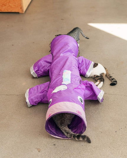 Magic Mewnicorn Multi Cat Tunnel Boredom Relief Toys with Crinkle Feather String for Dogs, Cats, Rabbits, Kittens and Guinea Pigs for Hiding Hunting and Resting