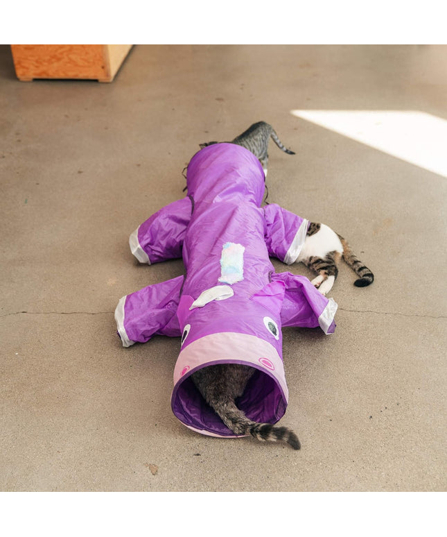 Magic Mewnicorn Multi Cat Tunnel Boredom Relief Toys with Crinkle Feather String for Dogs, Cats, Rabbits, Kittens and Guinea Pigs for Hiding Hunting and Resting