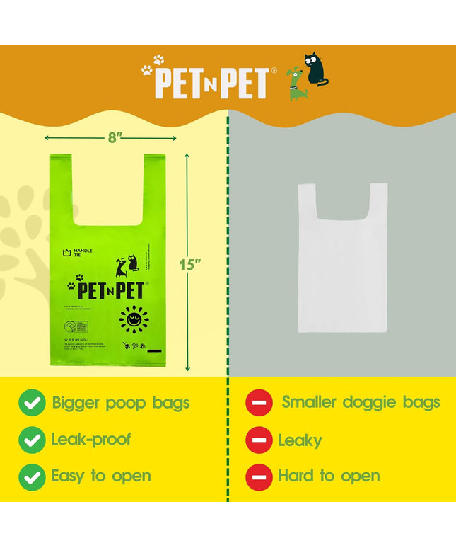 200 Counts Unscented Dog Poop Bags Rolls with Tie Handles, 38% Plant Based & 62% PE Poop Bags for Dogs, Extra-Thick Doggie Poo Bag, Pet Waste Bag