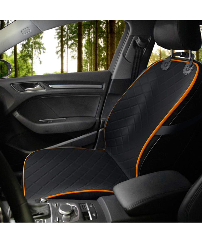Dog Car Seat Cover, Waterproof Front Seat Protector for SUV Truck Sedan, Pet Safety Travel Comfort System with Universal Fit, Orange