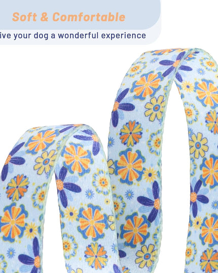 Adjustable Soft Dog Collar: Print Flower Pink Multicolor Cute Patterns for XS Small Medium Large Pet Girl Boy Puppy Walking Running Training