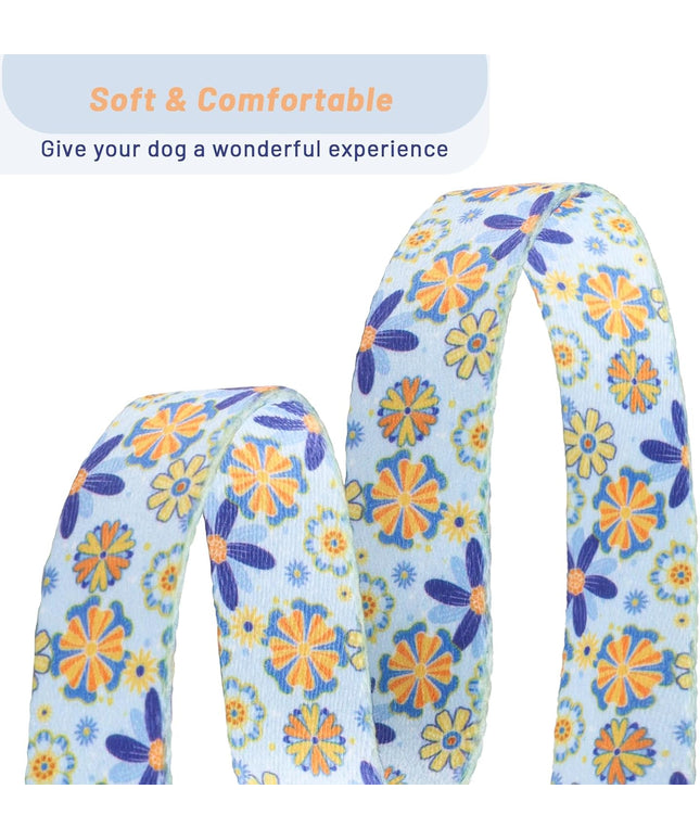 Adjustable Soft Dog Collar: Print Flower Pink Multicolor Cute Patterns for XS Small Medium Large Pet Girl Boy Puppy Walking Running Training