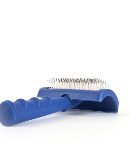 Tuffer than Tangles Slicker Brush for Dog Grooming with Long, Regular Pins, Medium Size, Perfect for Doodle Breeds, Angled Pins for Dematting, Remove Undercoat, Comfort Grip Handle
