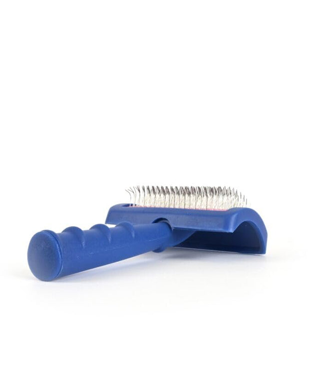 Tuffer than Tangles Slicker Brush for Dog Grooming with Long, Regular Pins, Medium Size, Perfect for Doodle Breeds, Angled Pins for Dematting, Remove Undercoat, Comfort Grip Handle