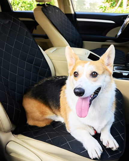 2Pcs Front Seat Covers, Front Dog Car Seat Cover, Durable Pet Car Seat Protectors with Anti-Slip Backing for Car SUV (Black)