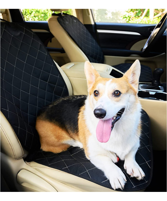 2Pcs Front Seat Covers, Front Dog Car Seat Cover, Durable Pet Car Seat Protectors with Anti-Slip Backing for Car SUV (Black)